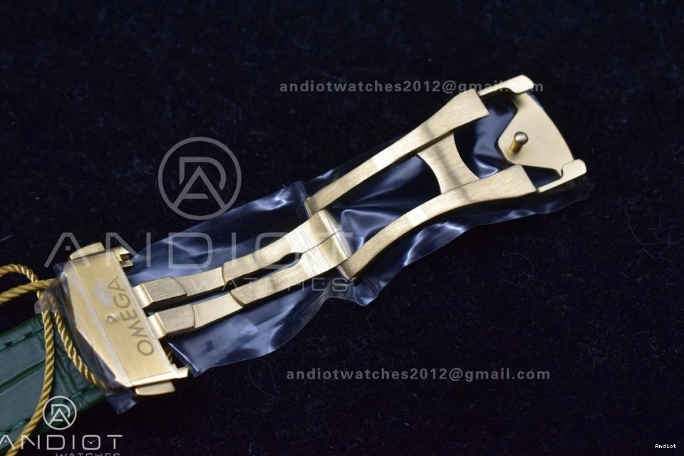 Gold Green Speedmaster Manual Green on Moonshine Strap Dial Edition RMF in Chrono YG Moonwatch Best Leather 0201